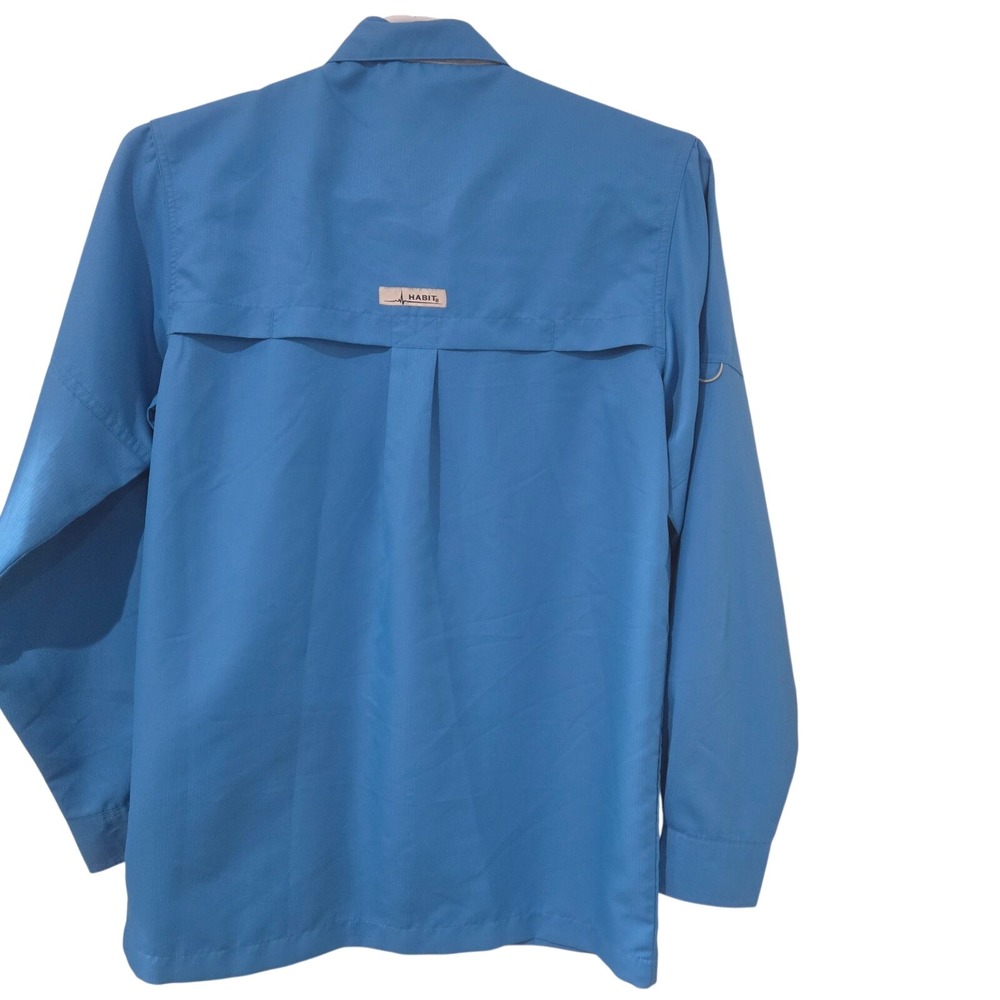 Habit Fishing Shirt Mens Small Blue Green long-sleeve UPF 40+ Performance 2 Pack - Picture 3 of 15